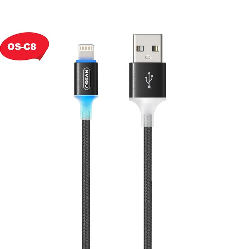 Cáp sạc nhanh có đèn LED Lightning cho iPhone Ossan OS-C8
