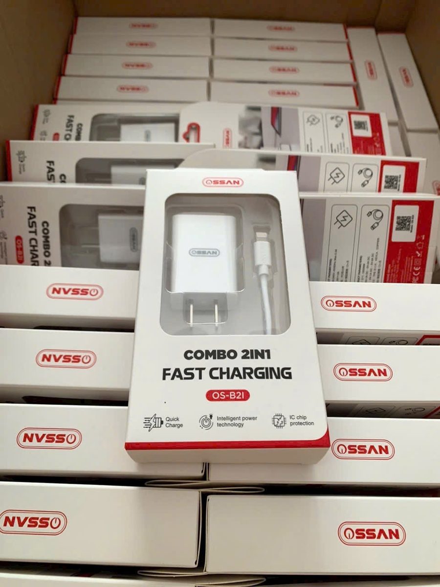 Bộ sạc Ossan cho iPhone củ 5V-2A + cáp Lightning Combo 2in1 OS-B2i - ảnh 4