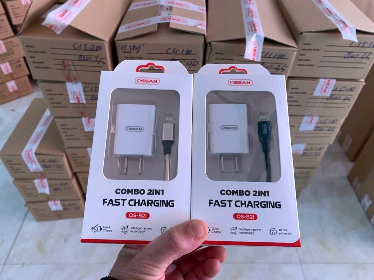 Bộ sạc Ossan cho iPhone củ 5V-2A + cáp Lightning Combo 2in1 OS-B2i - ảnh 5