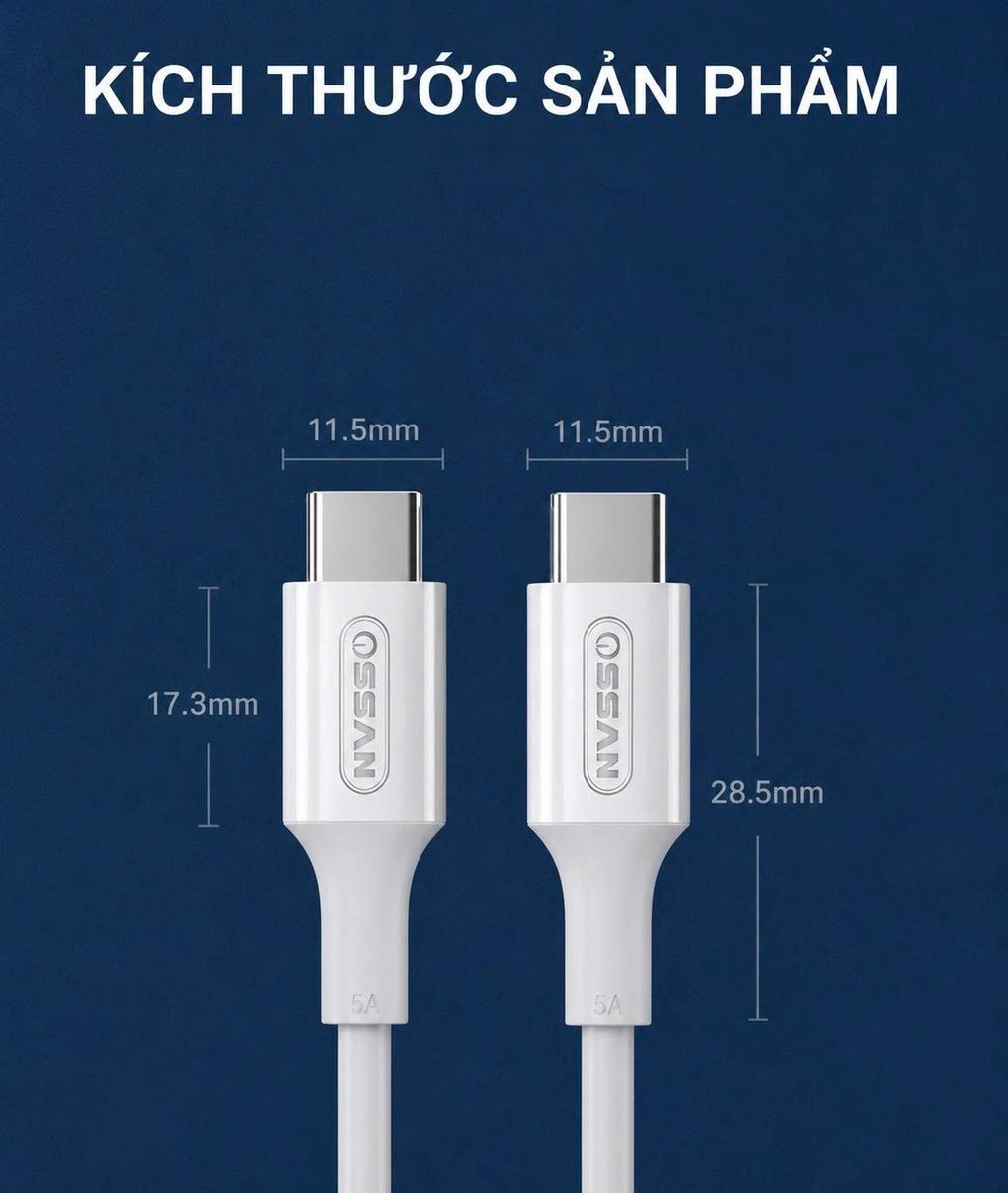 Cáp sạc nhanh Ossan Type-C to Type-C 35W vỏ nhựa OS-C18 - ảnh 6
