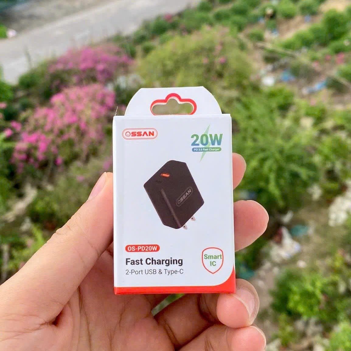 Củ sạc nhanh Ossan 20W 2 cổng Type-C + USB PD 3.0 OS-PD20W - ảnh 4
